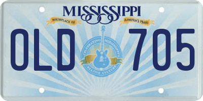 MS license plate OLD705