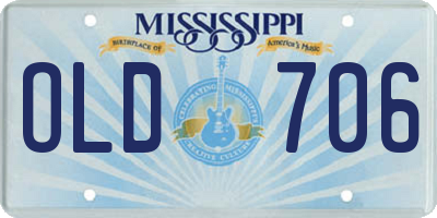 MS license plate OLD706