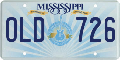 MS license plate OLD726