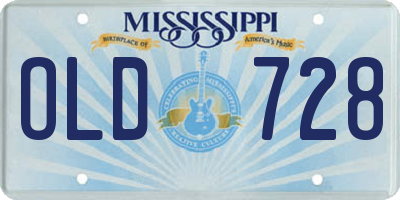 MS license plate OLD728