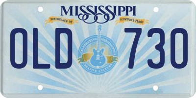 MS license plate OLD730