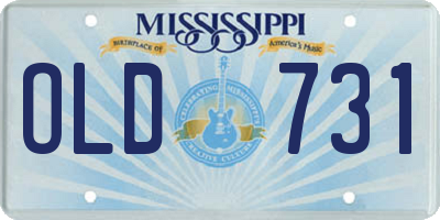 MS license plate OLD731
