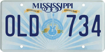 MS license plate OLD734
