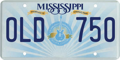 MS license plate OLD750
