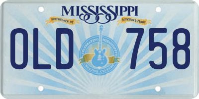 MS license plate OLD758