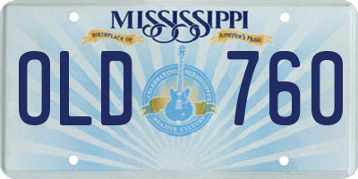 MS license plate OLD760