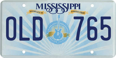 MS license plate OLD765