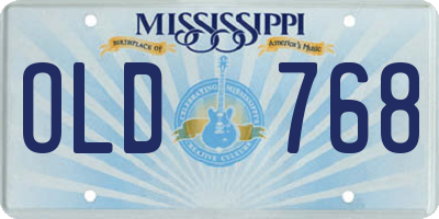 MS license plate OLD768