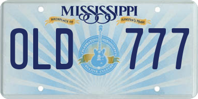 MS license plate OLD777