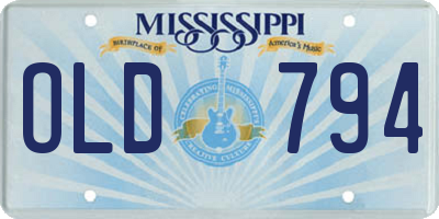 MS license plate OLD794