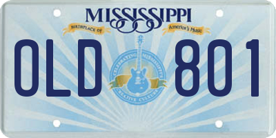 MS license plate OLD801