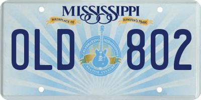 MS license plate OLD802
