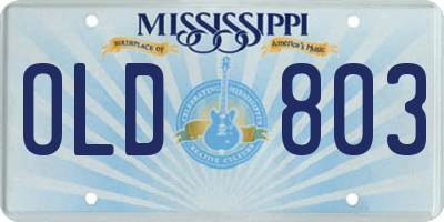 MS license plate OLD803