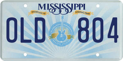 MS license plate OLD804