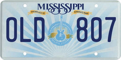 MS license plate OLD807