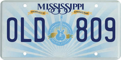 MS license plate OLD809