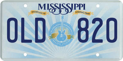 MS license plate OLD820