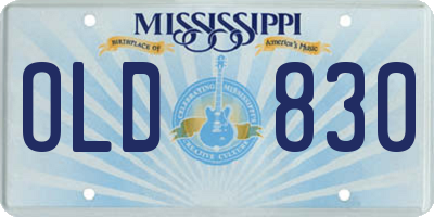 MS license plate OLD830