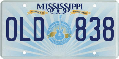 MS license plate OLD838