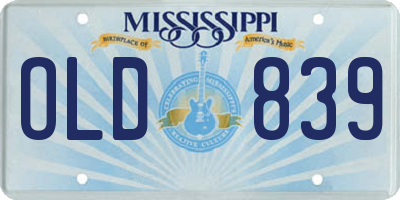 MS license plate OLD839