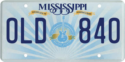 MS license plate OLD840