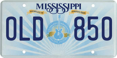 MS license plate OLD850