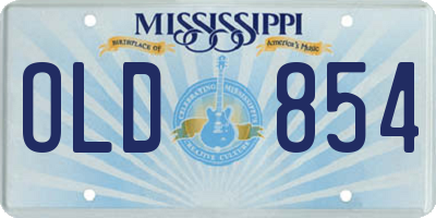 MS license plate OLD854