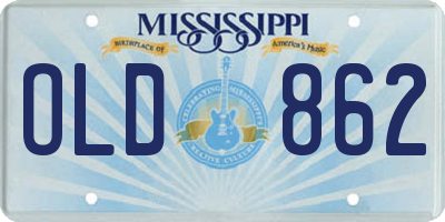 MS license plate OLD862