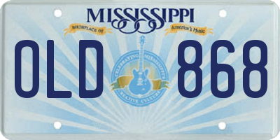 MS license plate OLD868