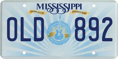 MS license plate OLD892