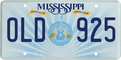 MS license plate OLD925