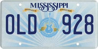 MS license plate OLD928