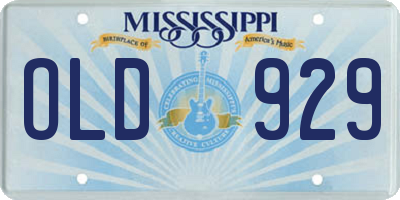 MS license plate OLD929