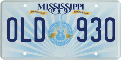 MS license plate OLD930