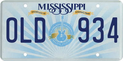 MS license plate OLD934