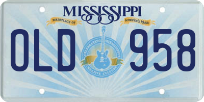 MS license plate OLD958