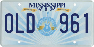 MS license plate OLD961