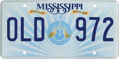 MS license plate OLD972