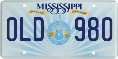 MS license plate OLD980
