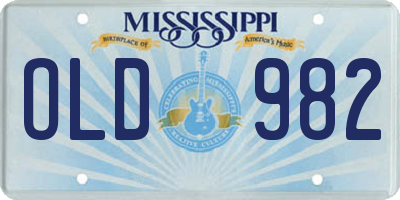 MS license plate OLD982