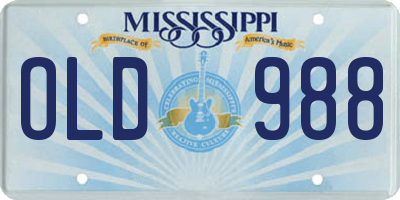 MS license plate OLD988