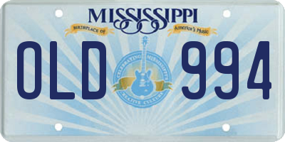 MS license plate OLD994