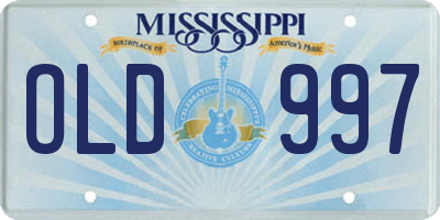 MS license plate OLD997