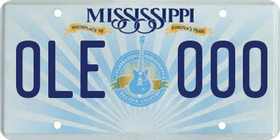 MS license plate OLE000