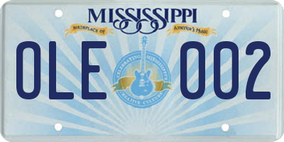 MS license plate OLE002