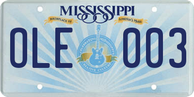 MS license plate OLE003