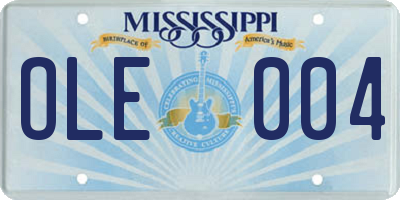 MS license plate OLE004