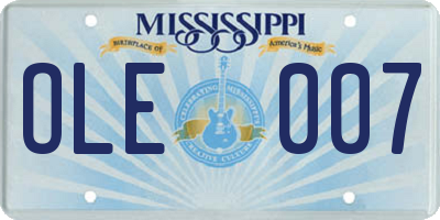 MS license plate OLE007
