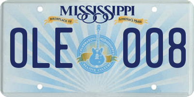 MS license plate OLE008