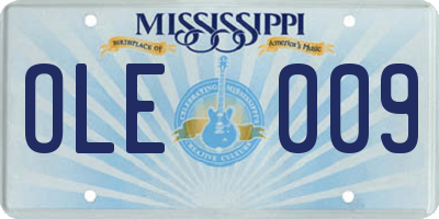 MS license plate OLE009